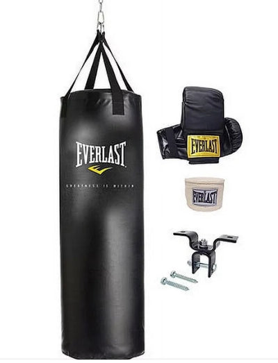 Everlast 70 lbs. Heavy Bag Kit with Everlast Single-Station Heavy Bag Stand, Black